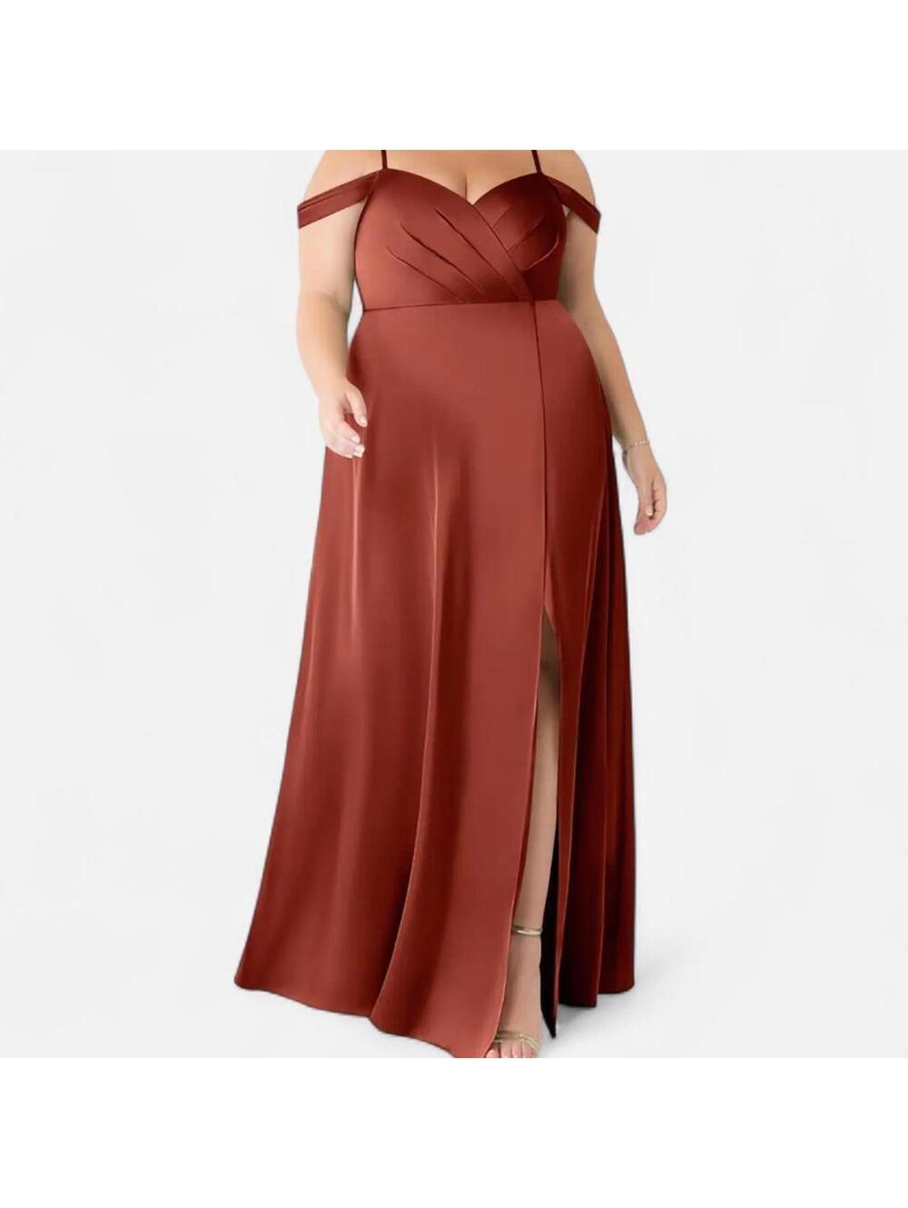 Azazie Ocean A-Line V-Neck Women’s Formal Dress Size A14 Terracotta NWT